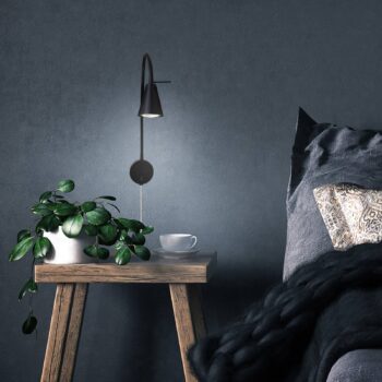 LED nástenné svetlo Tusa, čierne, kovové, 45 cm, flexibilné rameno