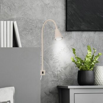 LED nástenné svetlo Tuso, béžové, montáž na posteľ, kov, flexibilné rameno