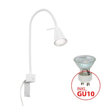 LED nástenné svetlo Tuso, biele, montáž na posteľ, kov