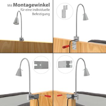 LED nástenné svetlo Tuso, nikl, montáž na posteľ, kov