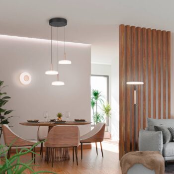 LED nástenné svietidlo Celeste, hnedá/biela, Ø 22 cm, sklo stmievateľné