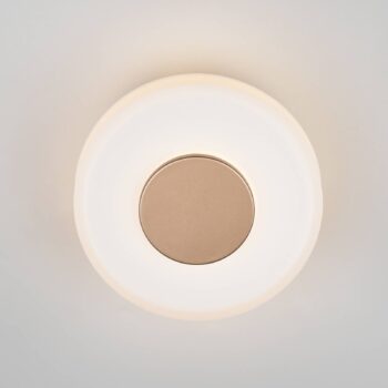 LED nástenné svietidlo Celeste, hnedá/biela, Ø 22 cm, sklo stmievateľné