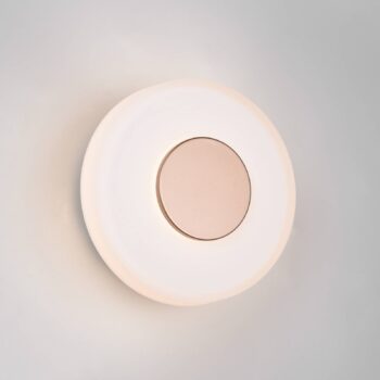 LED nástenné svietidlo Celeste, hnedá/biela, Ø 22 cm, sklo stmievateľné