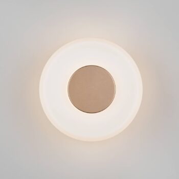 LED nástenné svietidlo Celeste, hnedá/biela, Ø 22 cm, sklo stmievateľné