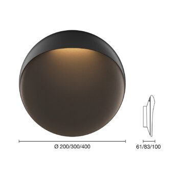 LED nástenné svietidlo Louis Poulsen Flindt, čierne 3 000 K Ø 20 cm