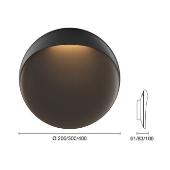 LED nástenné svietidlo Louis Poulsen Flindt, čierne 3 000 K Ø 30 cm