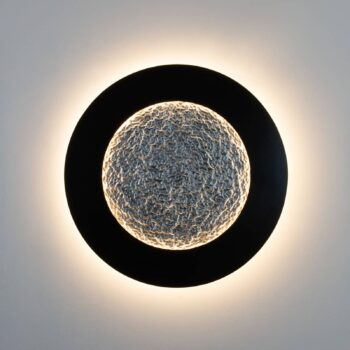 LED nástenné svietidlo Luna Pietra, hnedo-čierno-strieborné, Ø 80 cm