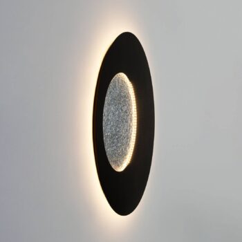 LED nástenné svietidlo Luna, hnedo-čierno-strieborné, Ø 120 cm, železo
