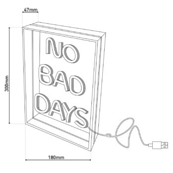 LED nástenné svietidlo No Bad Days, číre, 30x18 cm plastové USB RGB