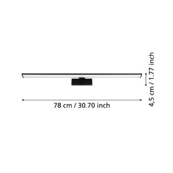 LED nástenné svietidlo Pandella 1, dĺžka 78 cm, čierna farba, hliník