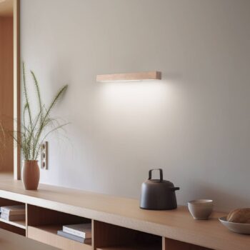 LED nástenné svietidlo Teo, borovica, 46 cm, 3000 K