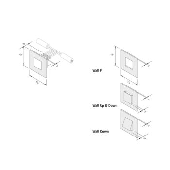 LED nástenné svietidlo Wall F, čierne, 7,5 x 7,5 cm, plech