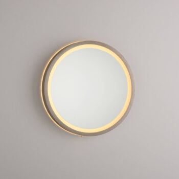 LED nástenné zrkadlo VIDRO, bronzové, Ø 26 cm, powerbanka, vypínač