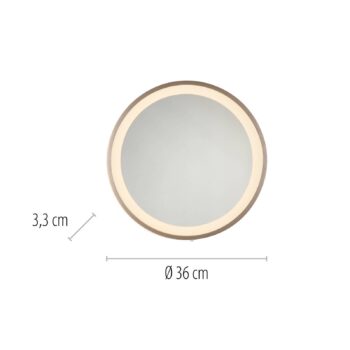 LED nástenné zrkadlo VIDRO, bronzové, Ø 36 cm, powerbanka, vypínač