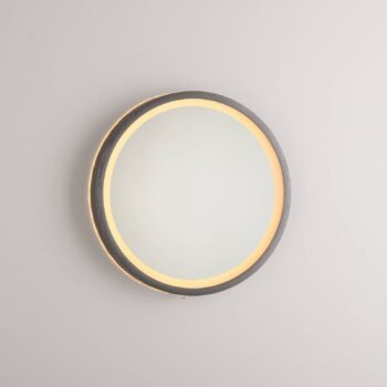 LED nástenné zrkadlo VIDRO, sivá, Ø 26 cm, powerbanka, vypínač