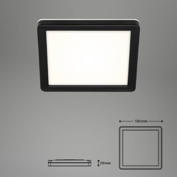 LED panel Frankfurt, hranatý 19x19 cm IP44, čierna