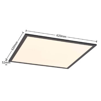 LED panel Lindby Nelios, 62 x 62 cm, CCT, čierny, kov