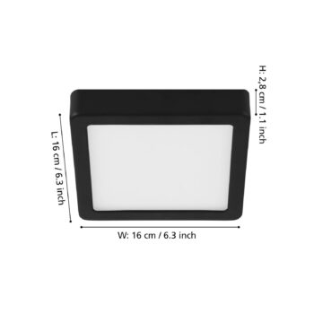 LED panel na povrchovú montáž Fueva 5 IP20 830 čierny 16x16cm