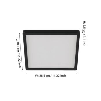 LED panel na povrchovú montáž Fueva5 IP20 830 čierny 28,5x28,5cm