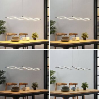 LED pásová závesná lampa Roan, tvar vlny