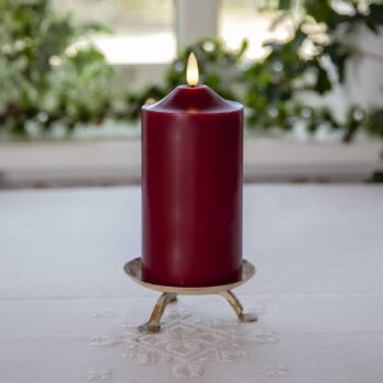 LED plameň sviečky, výška 17 cm, červený pravý vosk na batérie