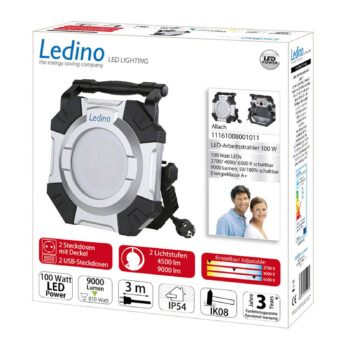 LED pracovný reflektor Allach, stmievateľný, 2 zásuvky