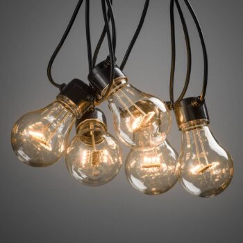 LED reťaz vzhľad žiarovkového vlákna jantár 5-pl.