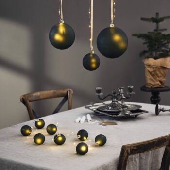 LED rozprávkové svetlá Bliss, tmavo zelené, sklo, 8 svetiel na batérie