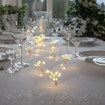 LED rozprávkové svetlá Dew Drop Flower, strieborné, 140 cm, batérie