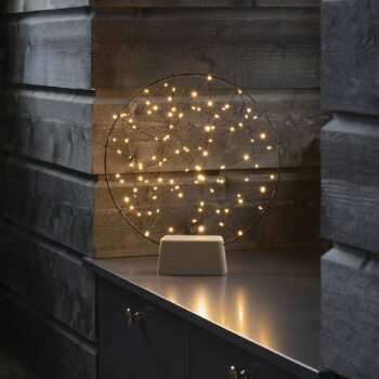 LED silueta Malý krúžok s dreveným podstavcom