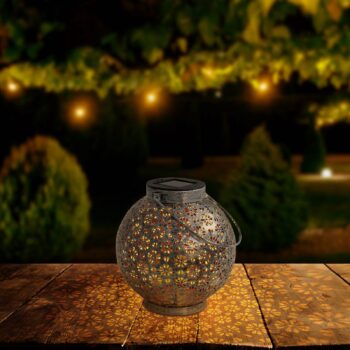 LED solárna lampa 52854, strieborná, kov, 20 cm, IP44, sada 2 ks