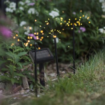 LED solárna lampa Firework, sada s tyčou do zeme