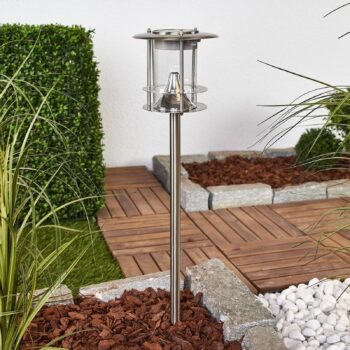 LED solárna lampa Sumaya, nerezová oceľ, výška 65 cm, zemný kolík