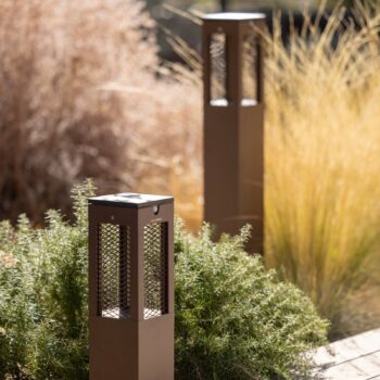 LED solárna podstavcová lampa Tradition Sensor Corten 40cm
