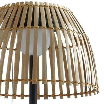 LED solárna stojacia lampa Lucande Eligio, bambus, Ø 39 cm, RGB