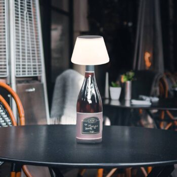 LED solárna stolová lampa 36000 vrchná časť fľaše biela plastová