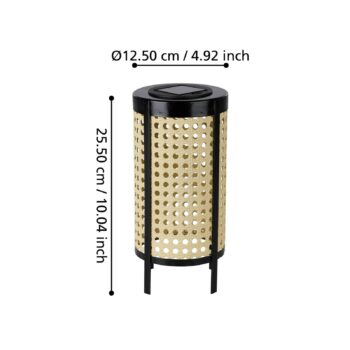 LED solárna stolová lampa 48929, výška 26 cm, čierna/béžová