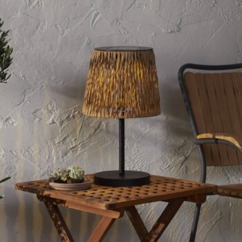 LED solárna stolová lampa Cesta 48cm hnedá/čierna plast/kov