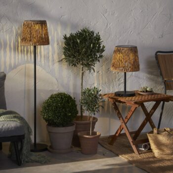 LED solárna stolová lampa Cesta 48cm hnedá/čierna plast/kov