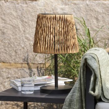 LED solárna stolová lampa Cesta 48cm hnedá/čierna plast/kov