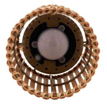 LED solárna stolová lampa Lindby Amaria, bambus, Ø 12 cm