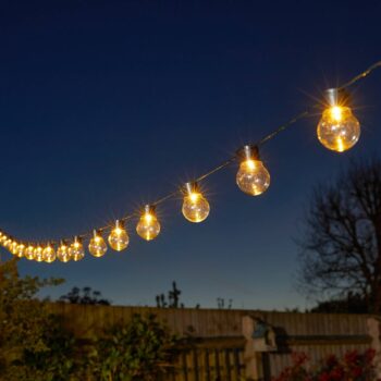 LED solárna svetelná reťaz GloBulb, 20 žiaroviek, IP44