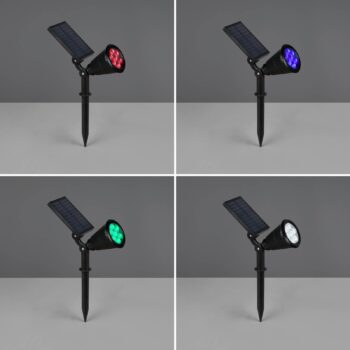 LED solárne bodové svetlá Festival, čierne matné, RGB, senzor