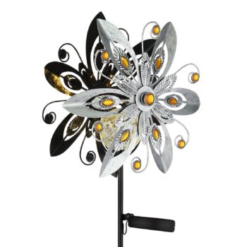 LED solárne svetlo 36578S, zemný hrot, strieborná/čierna, kov