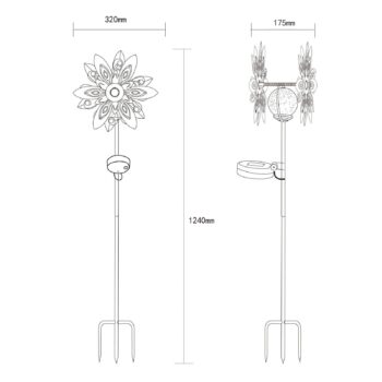 LED solárne svetlo 36578S, zemný hrot, strieborná/čierna, kov