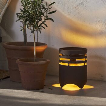 LED solárne svetlo Marron, výška 25 cm, hnedá farba, kov, USB-C