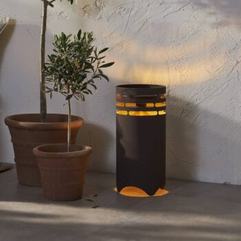 LED solárne svetlo Marron, výška 40 cm, hnedá farba, kov, USB-C
