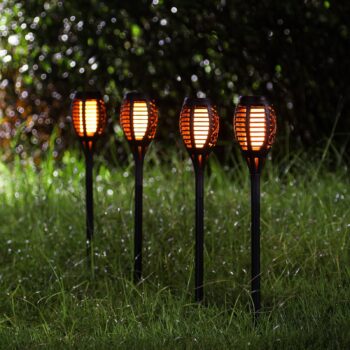 LED solárne svetlo na zemné hroty 33536-3, baterka, čierna, sada 3 ks