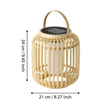 LED solárne svietidlo Marliano, svetelné drevo, drevo