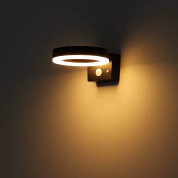 LED solárne vonkajšie nástenné svietidlo 36507 čierne, senzor, plast